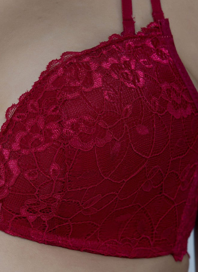 PRIZO Self-Designed Lightly Padded Lingerie Set in Maroon - Image 5